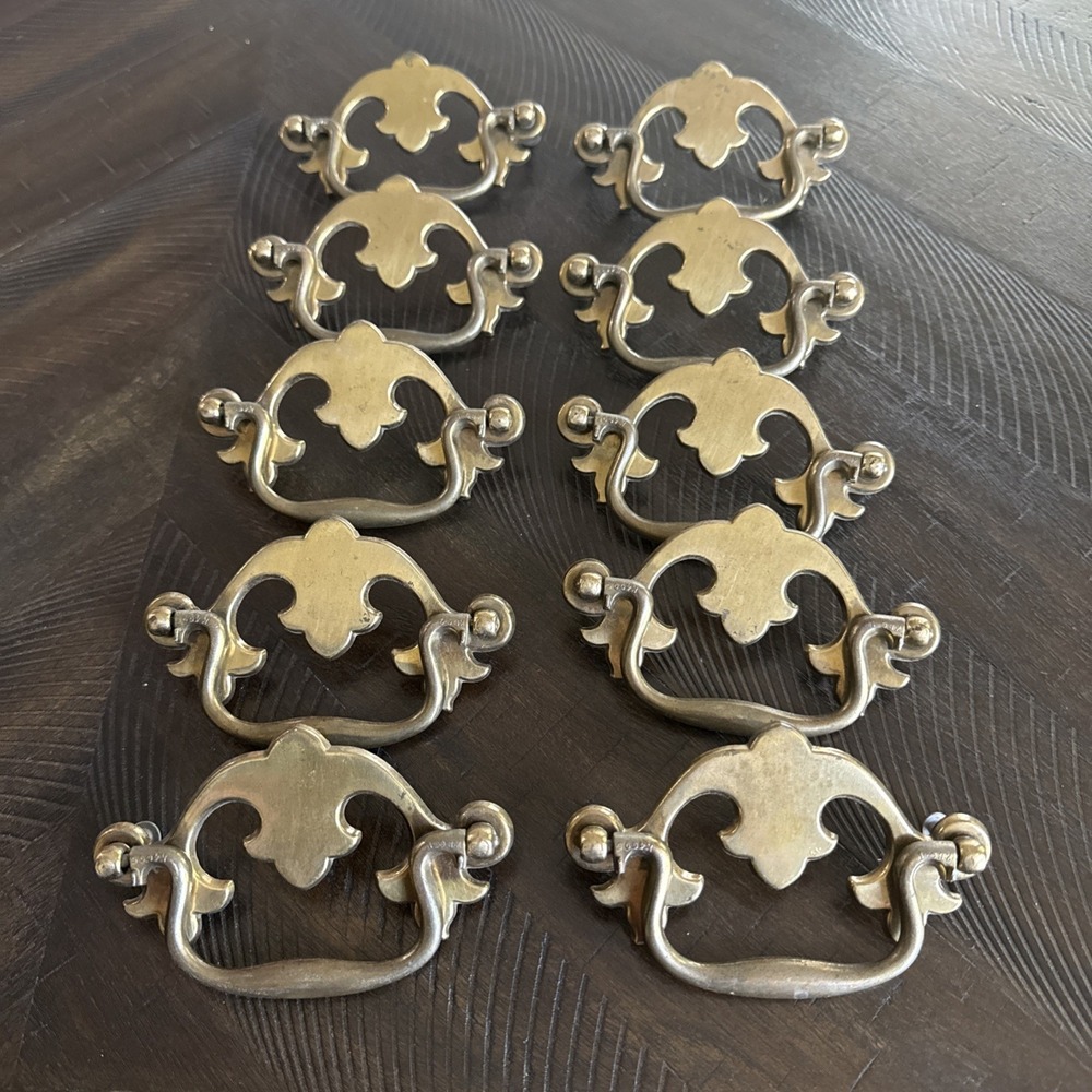 Lot of 10 Vintage Keeler Brass Co Chippendale Drawer Pull Handles N12801